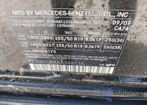 2010 Mercedes-Benz Ml 350 z USA, uszkodzony, nr VIN 4JGBB5GBXAA548716